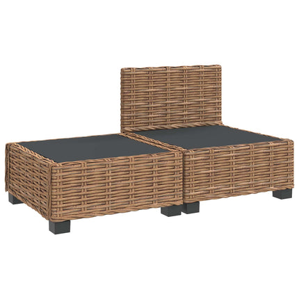 2 st Rattan Lounge Set med Kuddar GENDT Naturlig Rottning