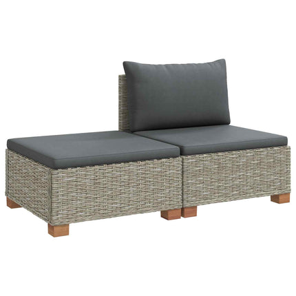 2 st Rattan Lounge Set med Kuddar GENDT Naturlig Rottning