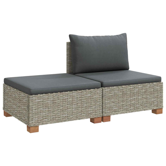 2 st Rattan Lounge Set med Kuddar GENDT Naturlig Rottning