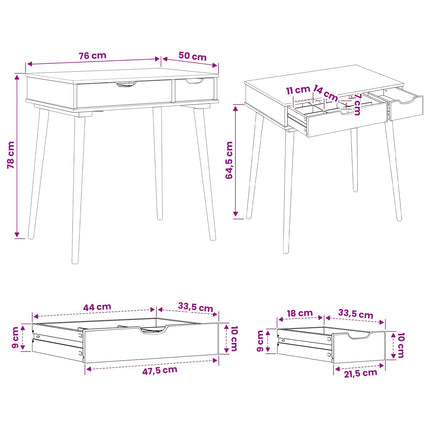 Smyckebord FAUSKE Vit 76 x 50 x 78 cm