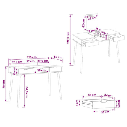 Smyckebord FAUSKE Vit 112 x 50 x 78 cm