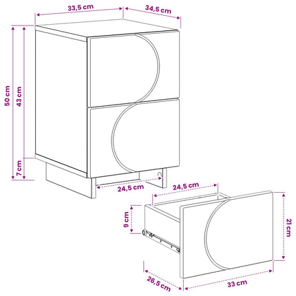 Nattduksbord 2 st Vit högglans 33,5 x 34,5 x 50 cm