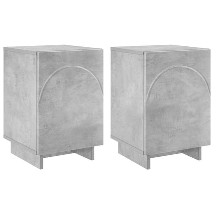 Nattduksbord 2 pcs Betonggrå 33,5 x 34,5 x 50 cm