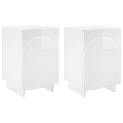 Nattduksbord 2 pcs Vit högglans 33,5 x 34,5 x 50 cm