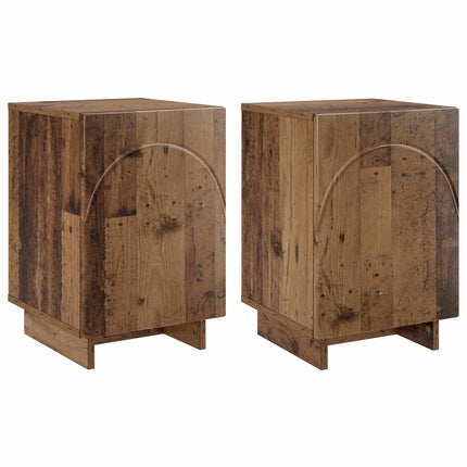 Nattduksbord 2 pcs Gammalt trä 33,5 x 34,5 x 50 cm
