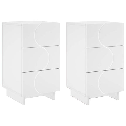 Nattduksbord 2 pcs Vit 33,5 x 34,5 x 60 cm Konstruerat trä