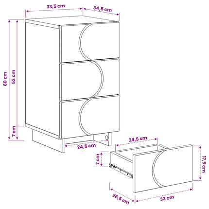 Nattduksbord 2 st Svart 33,5 x 34,5 x 60 cm Konstruerat trä