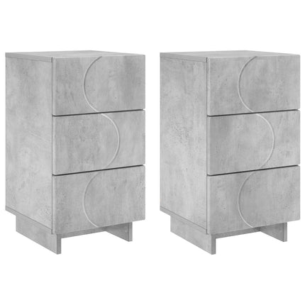 Nattduksbord 2 pcs Betonggrå 33,5 x 34,5 x 60 cm