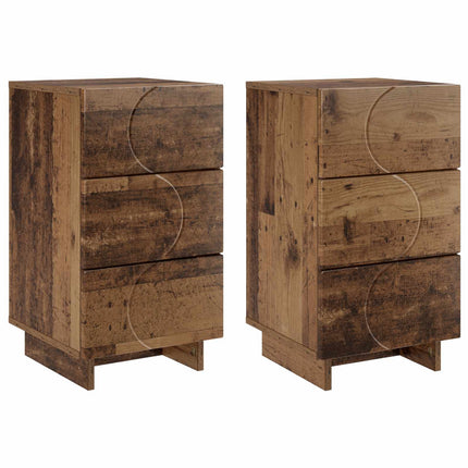 Nattduksbord 2 pcs Gammalt trä 33,5 x 34,5 x 60 cm