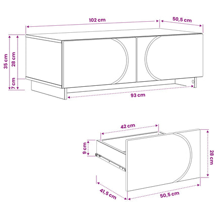 Kaffeebord Vit 102 x 50,5 x 35 cm Konstruerat trä