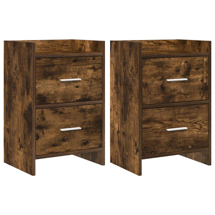 Sängbord 2 pcs Rökt ek 40 x 30 x 60 cm Konstruerat trä