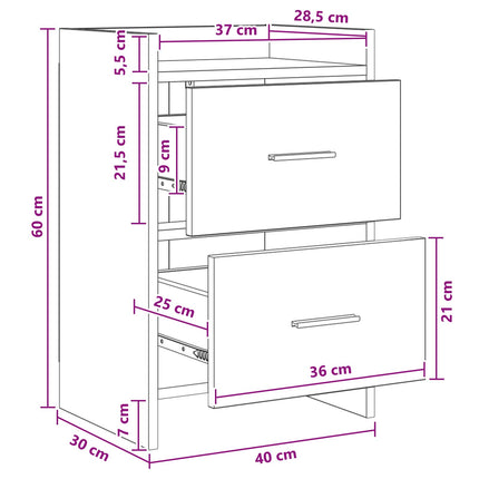 Sängbord 2 pcs Rökt ek 40 x 30 x 60 cm Konstruerat trä