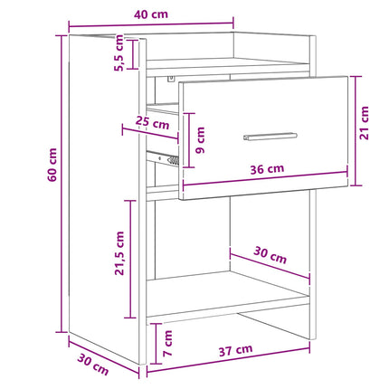 Sängbord 2 pcs Vit 40 x 30 x 60 cm Konstruerat trä