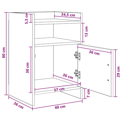 Sängbord 2 pcs Rökt ek 40 x 36 x 60 cm Konstruerat trä
