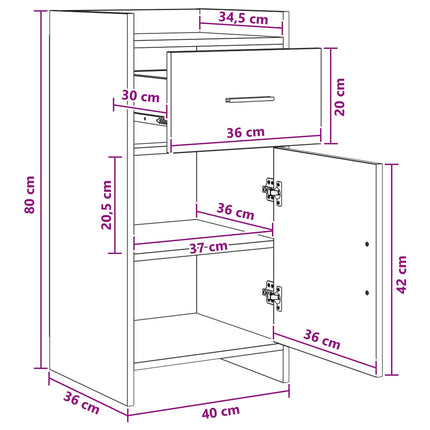 Sideboard Sonoma-ek 40 x 36 x 80 cm Konstruerat trä