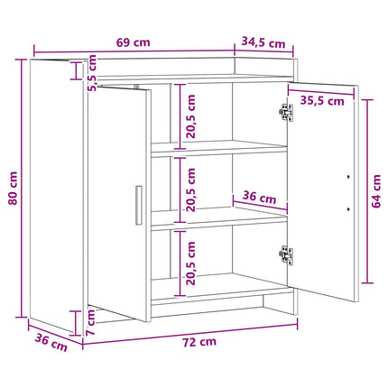 Sideboard Rökt ek 72 x 36 x 80 cm Konstruerat trä