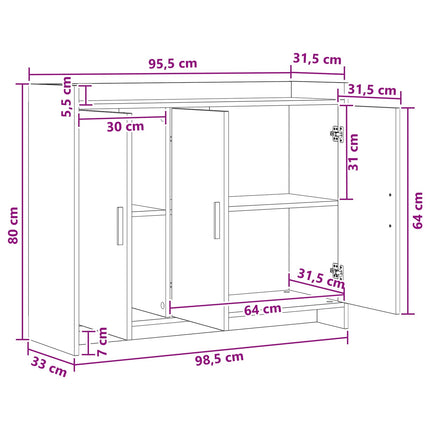 Sideboard Gammalt trä 98,5 x 33 x 80 cm Konstruerat trä