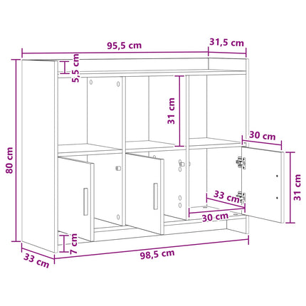 Sideboard Gammalt trä 98,5 x 33 x 80 cm Konstruerat trä