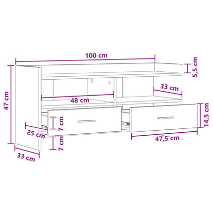 TV-skåp 100 x 33 x 47 cm Grå Sonoma Konstruerat trä