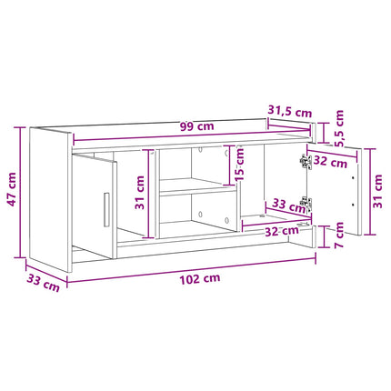 TV-skåp 102 x 33 x 47 cm Sonoma-ek Konstruerat trä