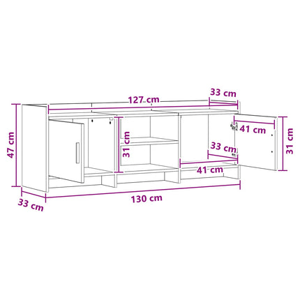 TV-skåp 130 x 33 x 47 cm Svart ek Konstruerat trä