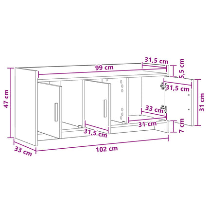 TV-skåp 102 x 33 x 47 cm Vit Konstruerat trä