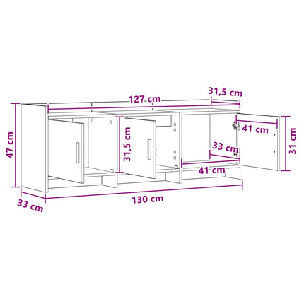 TV-skåp 130 x 33 x 47 cm Gammalt trä Konstruerat trä