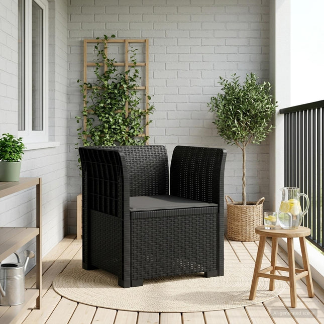 1-sits fåtölj med kudde i rottlook PP Antracit