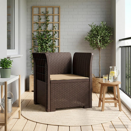 1-sits fåtölj med kudde i rottlook PP Brun 68 x 62 x 70,5 cm