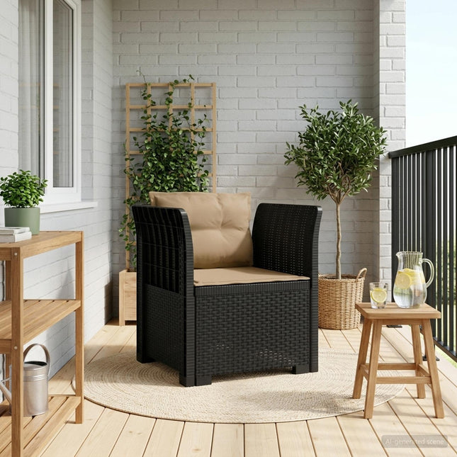 1-sits fåtölj med kuddar i rottlook PP Antracit
