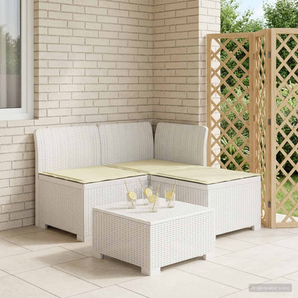 3-sits trädgårdsoffa med kuddar Rattan-look 3-sits PP Vit