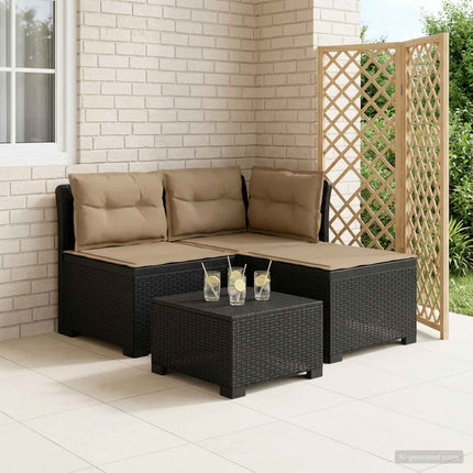 3-sits trädgårdsoffa med kuddar Rattan-look PP Antracit