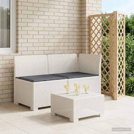 2-sits trädgårdsoffa med kuddar Rattan-look 2-sits PP Vit