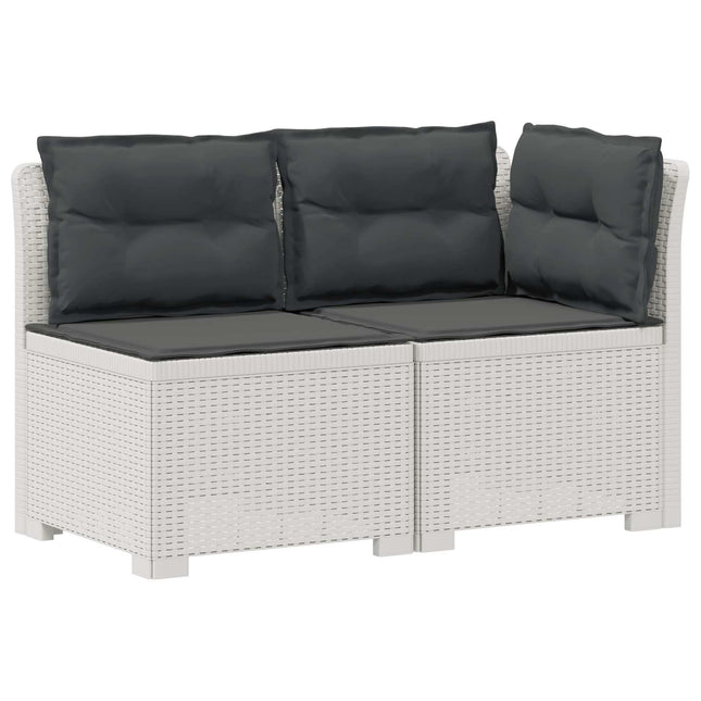 2-sits trädgårdsoffa med kuddar i rottlook PP Vit
