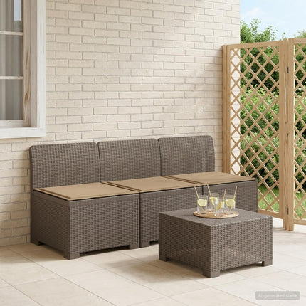 3-sits trädgårdsoffa med kuddar Rattan-look 3-sits PP Ljusgrå
