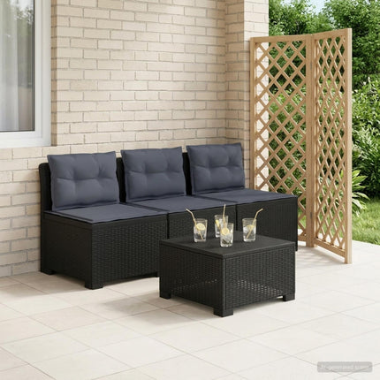 3-sits trädgårdsoffa med kuddar Rattan-look PP Antracit