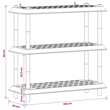 Hyllsystem 3 nivåer 100 x 40 x 96 cm PP Ljusgrå
