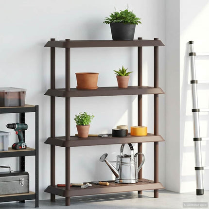 Hyllsystem 4 nivåer 100 x 40 x 136,5 cm PP Brun