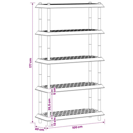 Hyllsystem 5 nivåer 100 x 40 x 177 cm PP Antracit