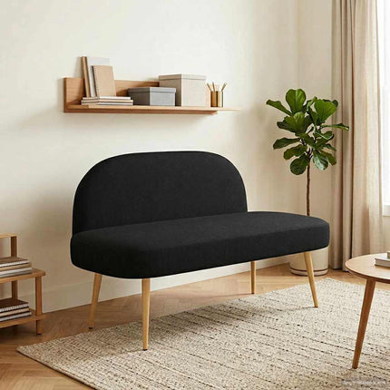Klädd bänk med ryggstöd Svart 110 x 60 x 76 cm Polyester