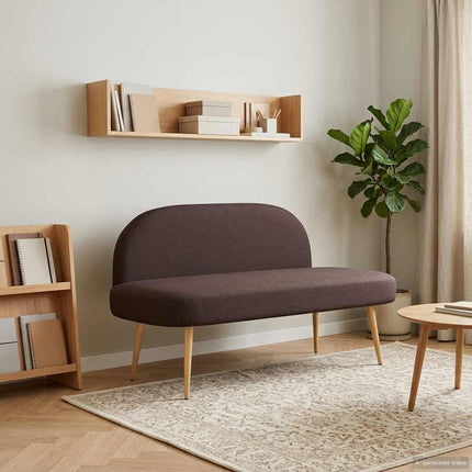 Klädd bänk med ryggstöd Mörkbrun 110 x 60 x 76 cm Polyester