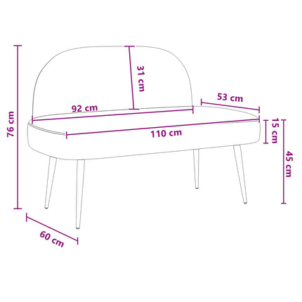 Klädd bänk med ryggstöd Taupe 110 x 60 x 76 cm Polyester