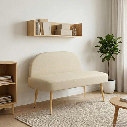 Klädd bänk med ryggstöd Gräddvit 110 x 60 x 76 cm Polyester