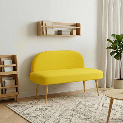 Klädd bänk med ryggstöd Ljusgul 110 x 60 x 76 cm Polyester