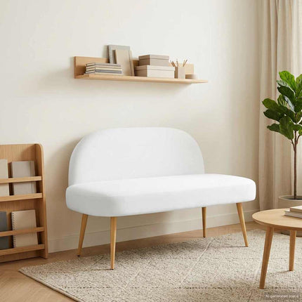 Klädd bänk med ryggstöd Vit 110 x 60 x 76 cm Polyester