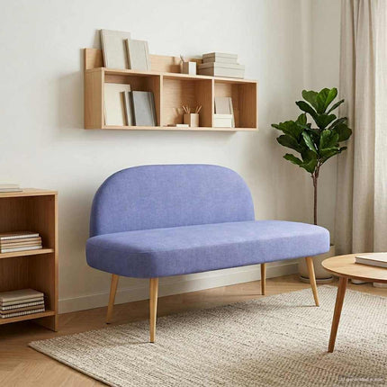 Klädd bänk med ryggstöd Jeansblå 110 x 60 x 76 cm Polyester