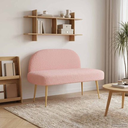 Klädd bänk med ryggstöd Rosa 110 x 60 x 76 cm Bouclé