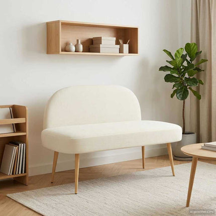 Klädd bänk med ryggstöd Gräddvit 110 x 60 x 76 cm Kordread tyg
