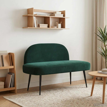 Klädd bänk med ryggstöd Mörkgrön 110 x 60 x 76 cm Sammet