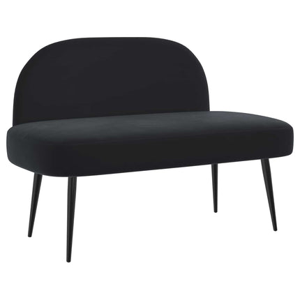 Klädd bänk med ryggstöd Svart 110 x 60 x 76 cm Sammet